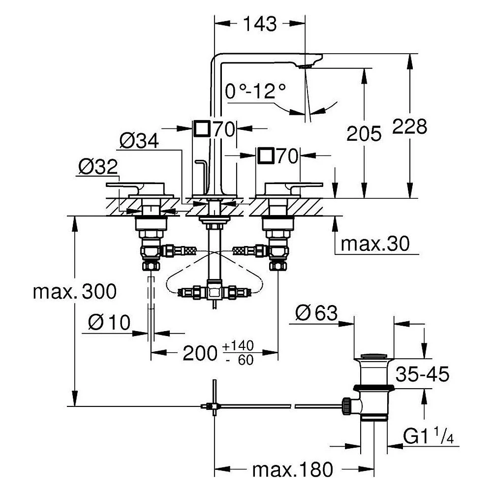 Grohe Allure New Altın 3 Delikli M Lavabo Bataryası 2