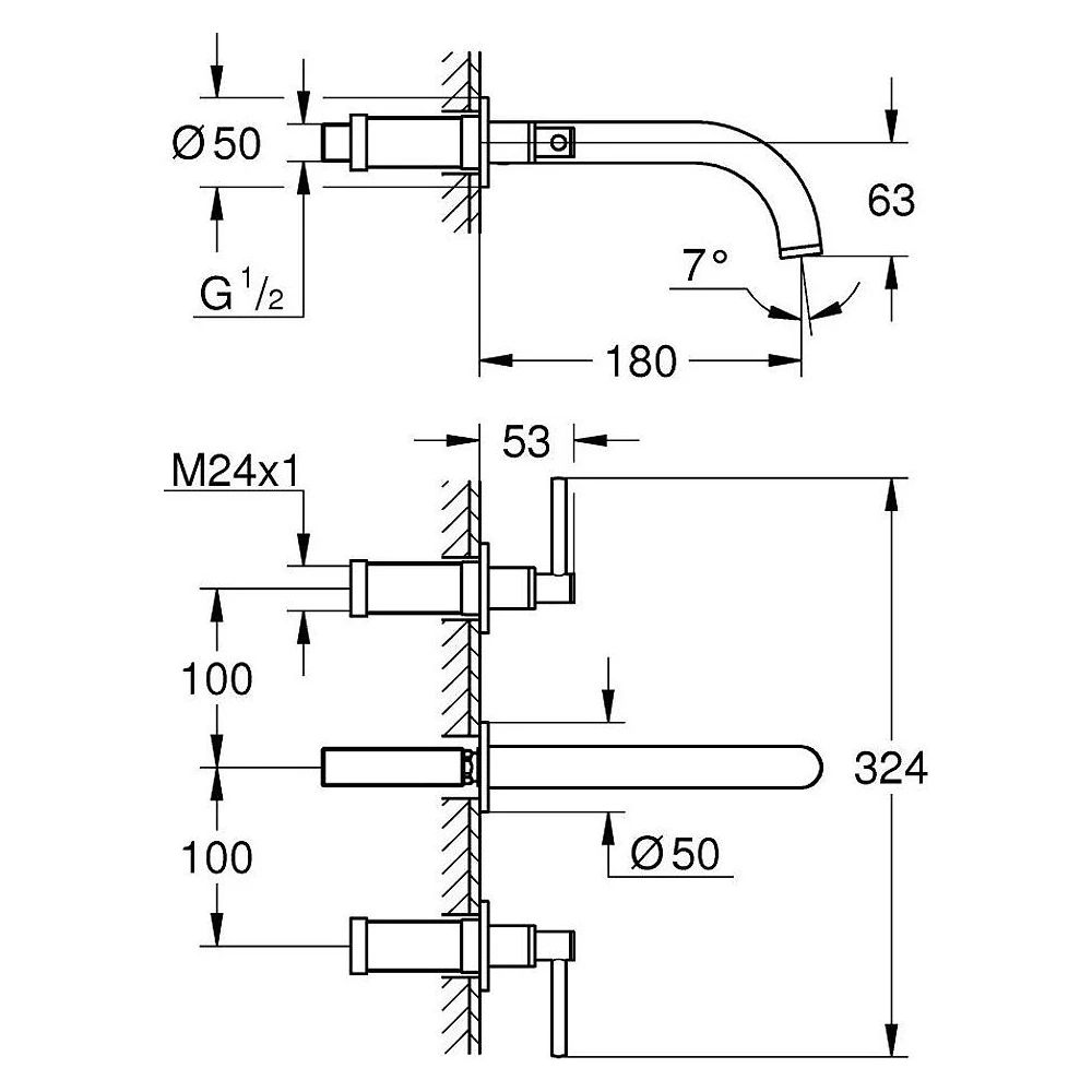 Grohe Atrio New Classic Antrasit Ankastre M Lavabo Bataryası 2