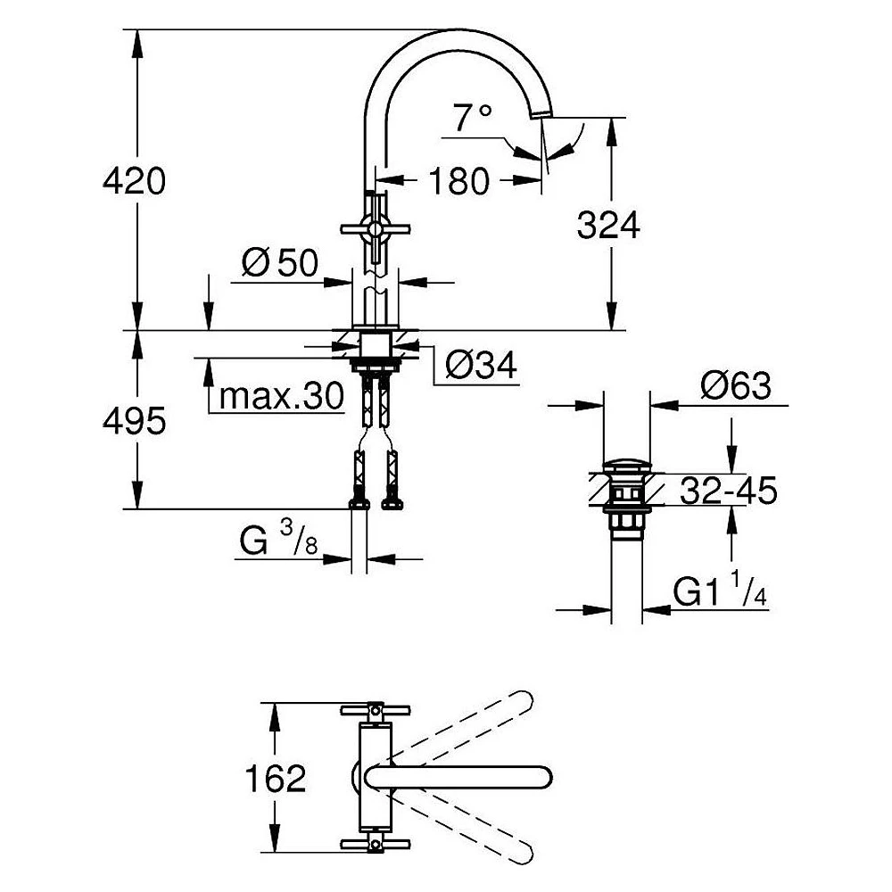 Grohe Atrio New Classic Bronz Çanak XL Lavabo Bataryası 2