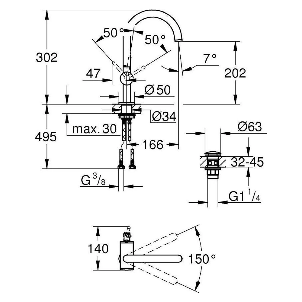 Grohe Atrio New Classic Altın L Lavabo Bataryası 2