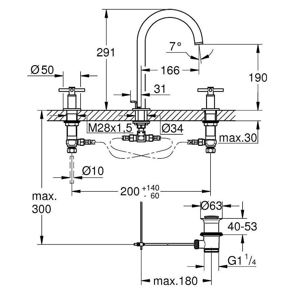 Grohe Atrio New Classic Bronz Fırçalanmış L Lavabo Bataryası 2
