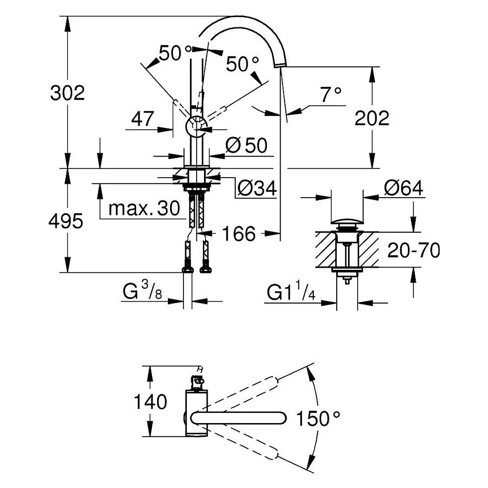Grohe Atrio New Classic Antrasit Fırçalanmış L Lavabo Bataryası 2
