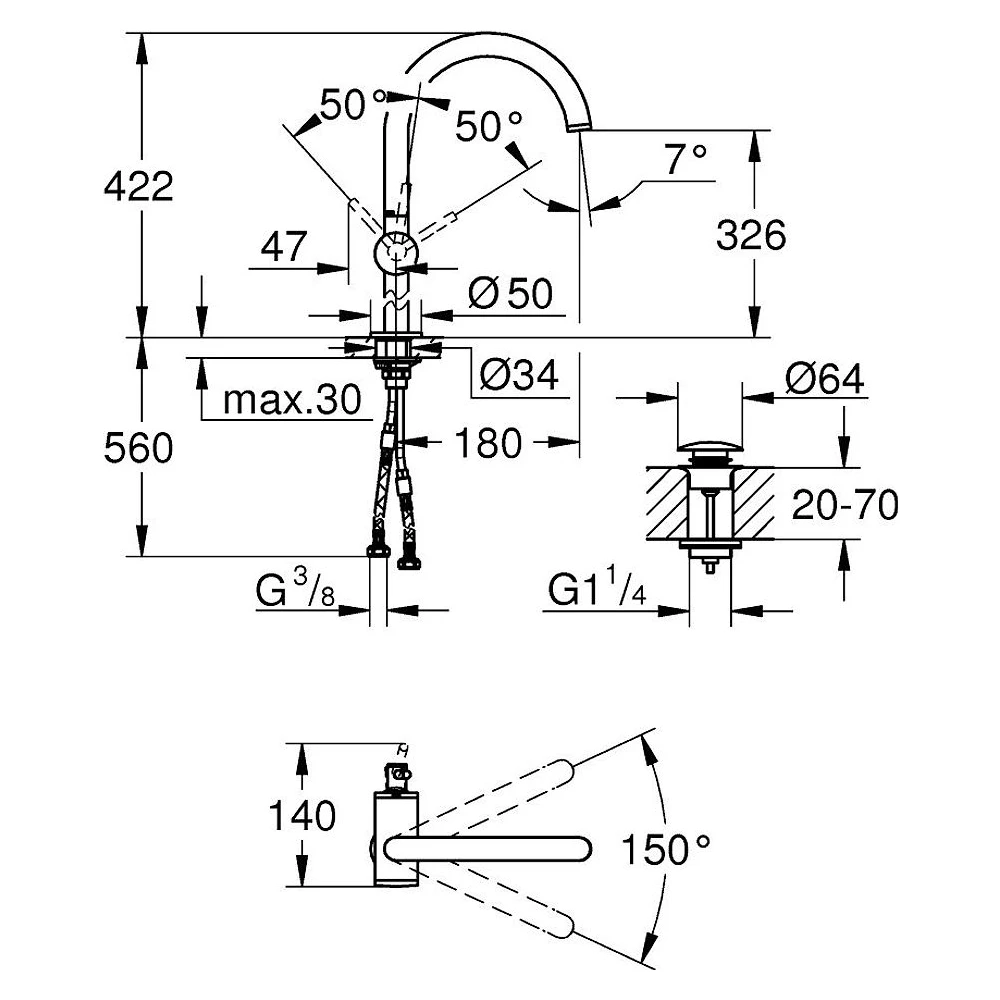 Grohe Atrio New Classic Çanak XL Lavabo Bataryası 2