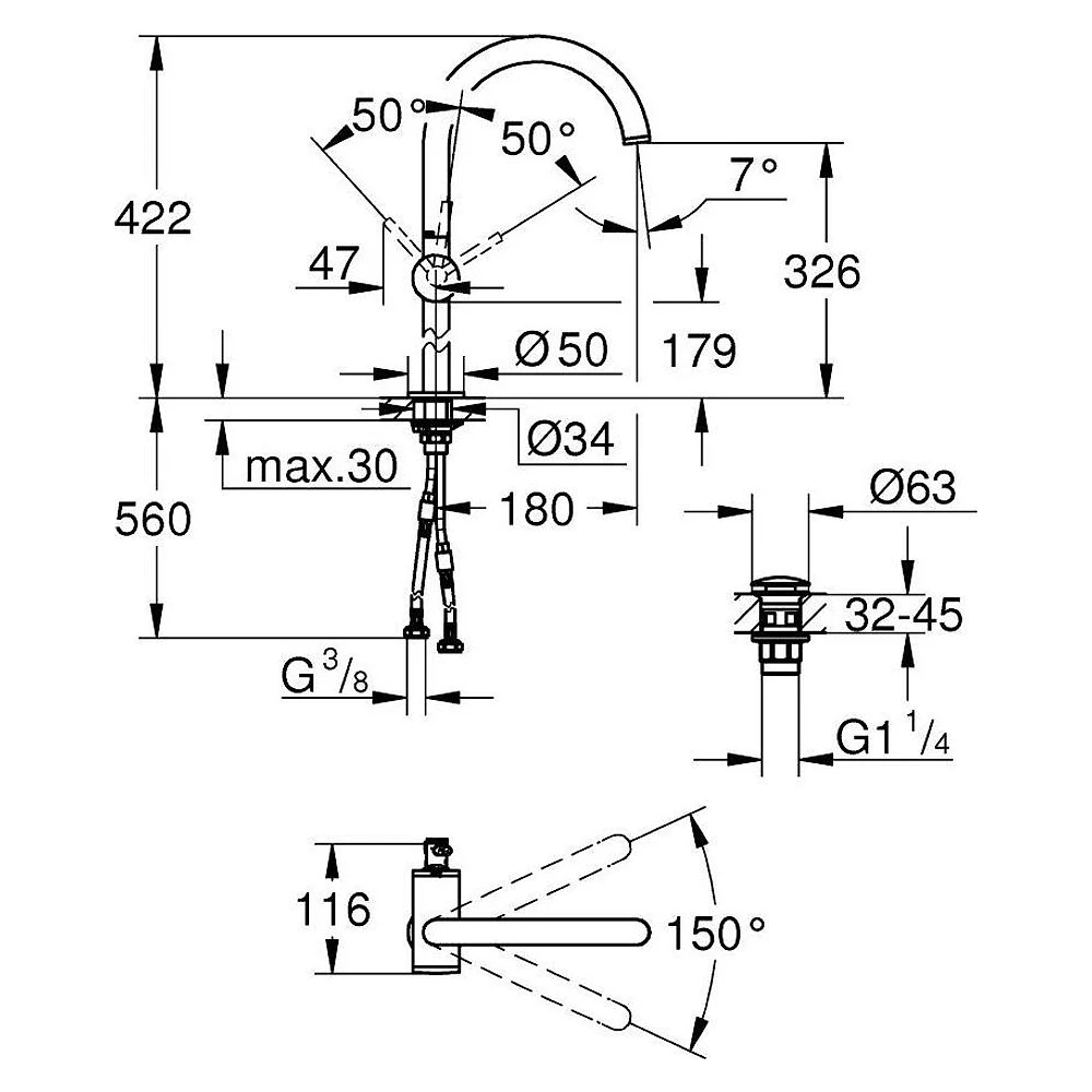 Grohe Atrio New Classic Bronz Fırçalanmış XL Lavabo Bataryası 2