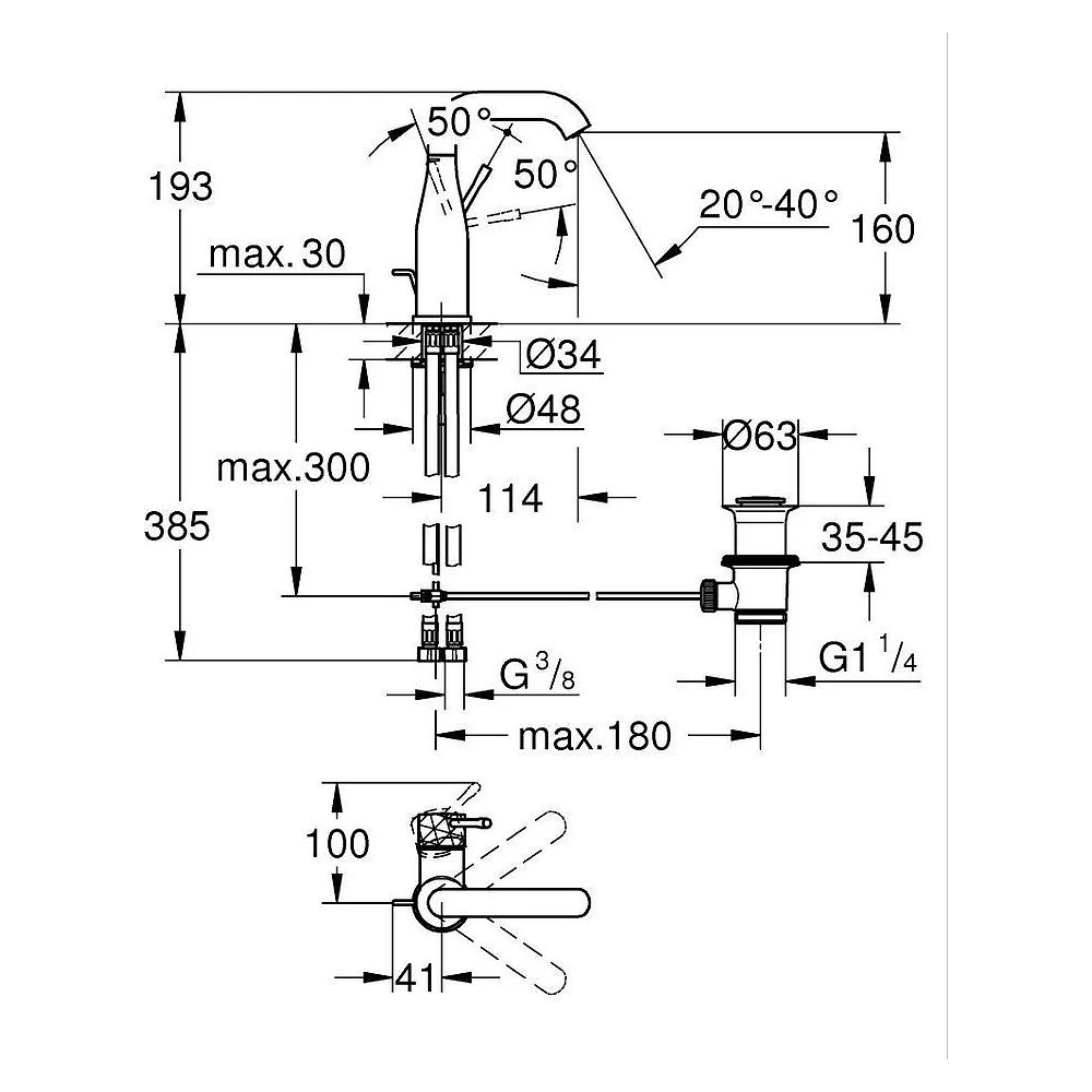 Grohe Essence New Bronz Fırçalanmış M Lavabo Bataryası 2