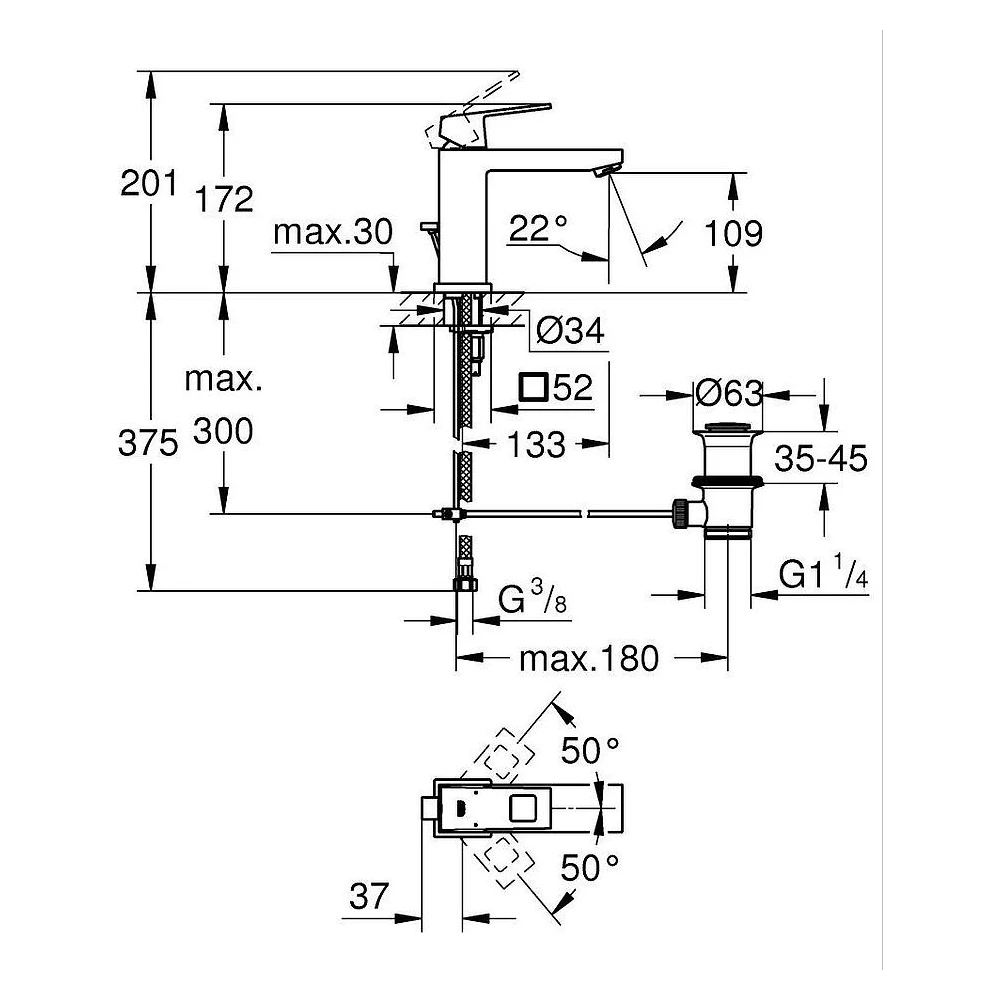 Grohe Eurocube M Lavabo Bataryası 2