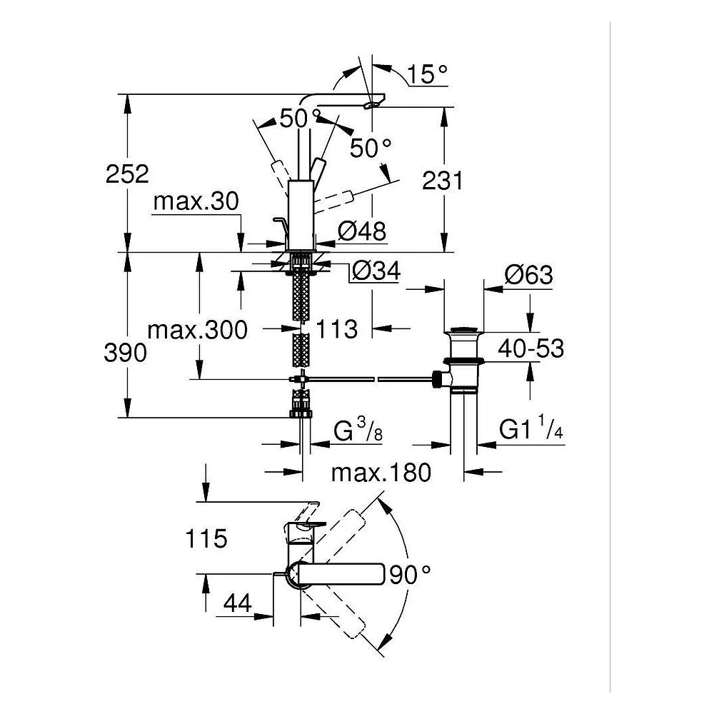 Grohe Lineare New Krom L Lavabo Bataryası 2