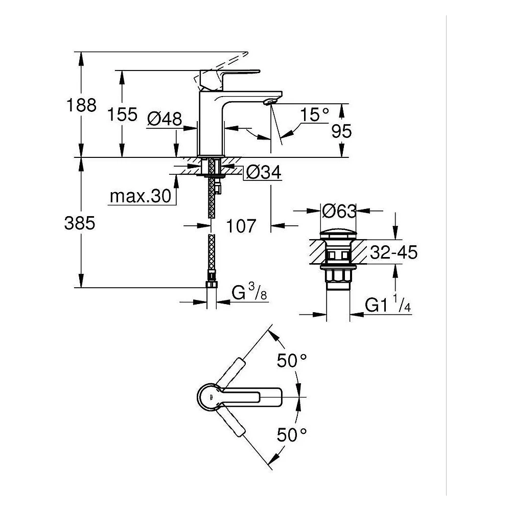 Grohe Lineare New Krom XS Lavabo Bataryası 2