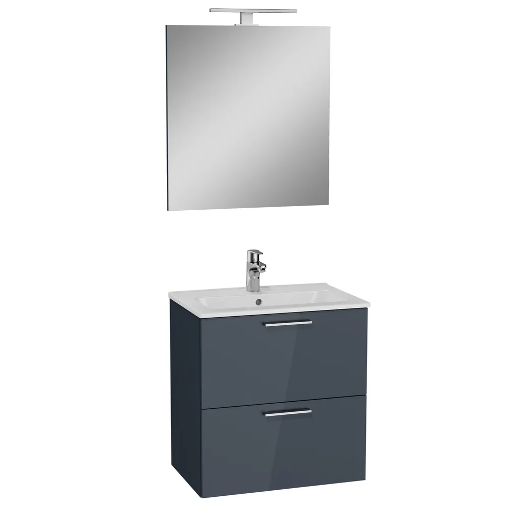 Vitra Mia 60 Cm Parlak Antrasit Banyo Dolabı Takımı
