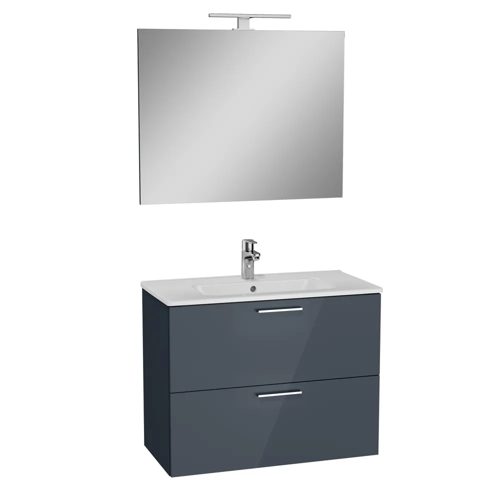 Vitra Mia 80 Cm Parlak Antrasit Banyo Dolabı Takımı