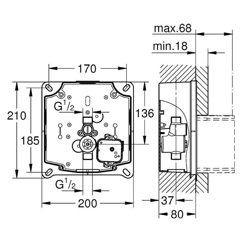 Grohe Rapido U Krom Ankastre İç Gövde 2