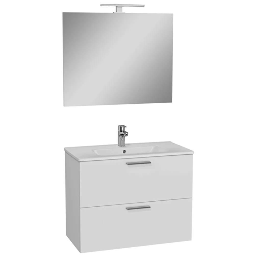 Vitra Mia 80 Cm Parlak Beyaz Banyo Dolabı Takımı