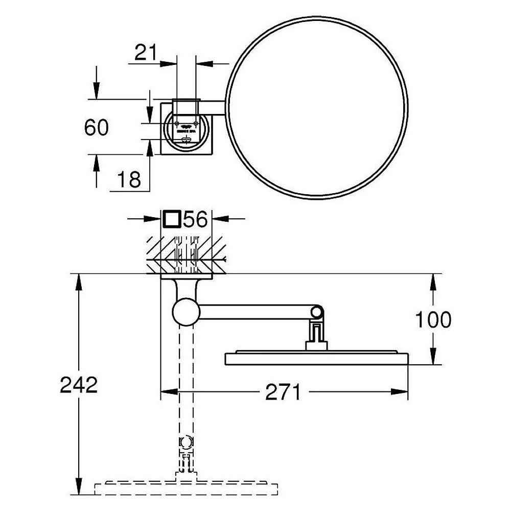 Grohe Allure New Krom Makyaj Aynası 2
