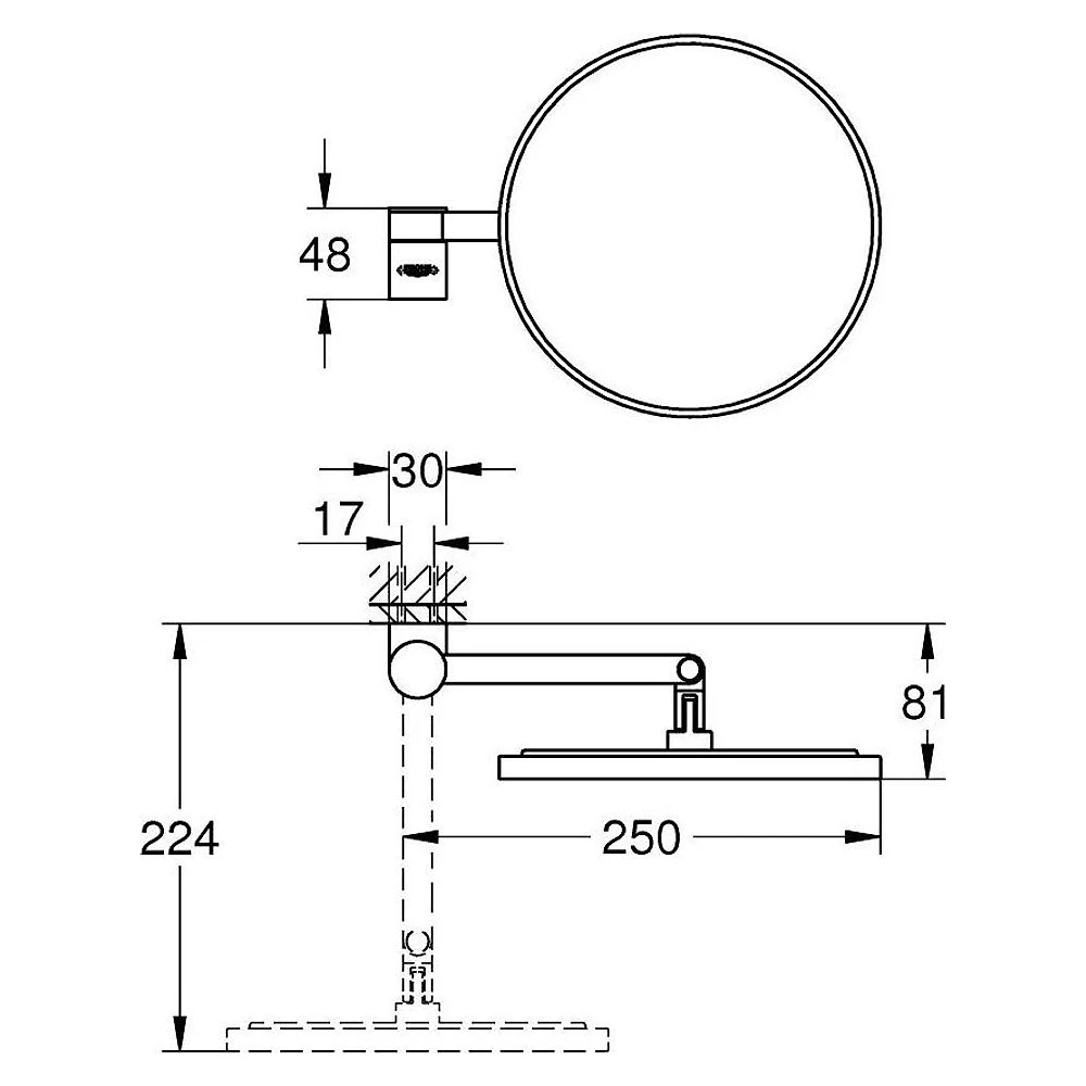 Grohe Selection Siyah Makyaj Aynası 2