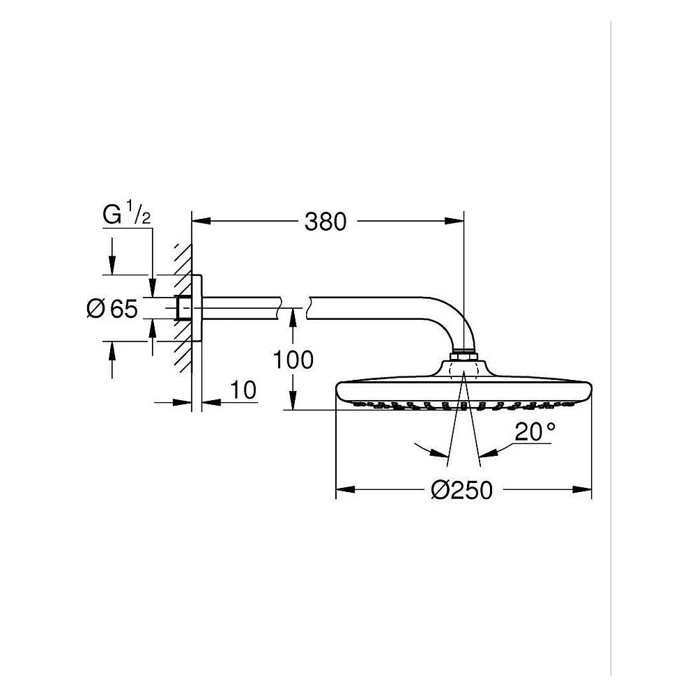 Grohe Tempesta 250 Siyah Tepe Duşu 2