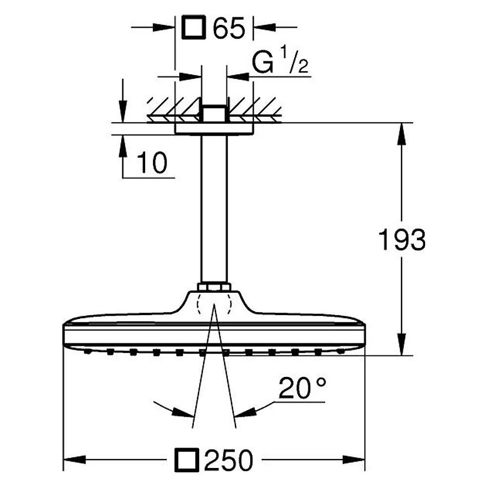 Grohe Tempesta 250 Cube Siyah Tepe Duşu 250×250 mm 2