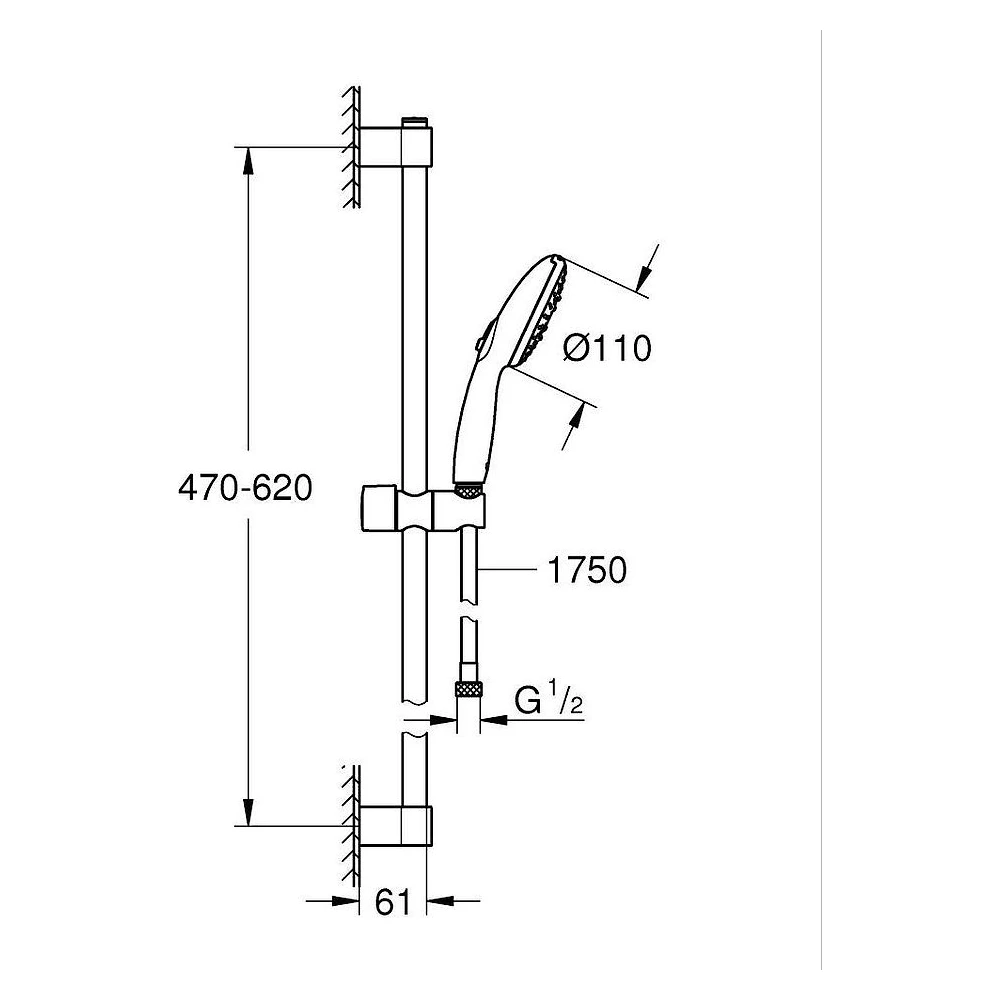 Grohe Tempesta 110 Krom Sürgülü Duş Seti Yağmur Akış 2