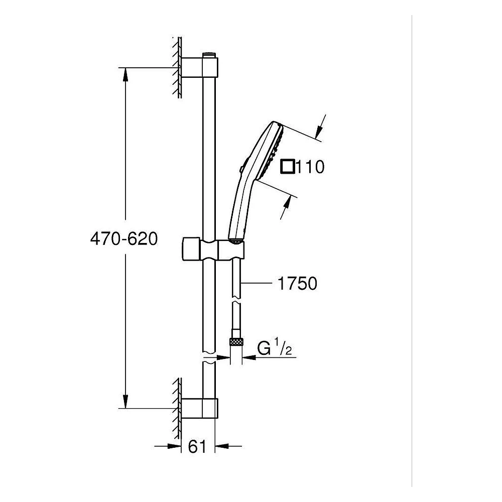 Grohe Tempesta Cube 110 Krom Sürgülü Duş Seti 2