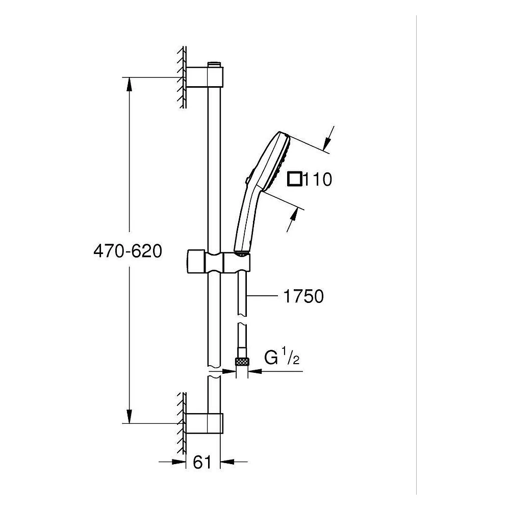 Grohe Tempesta Cube 110 Krom Sürgülü Duş Seti 27579003 2