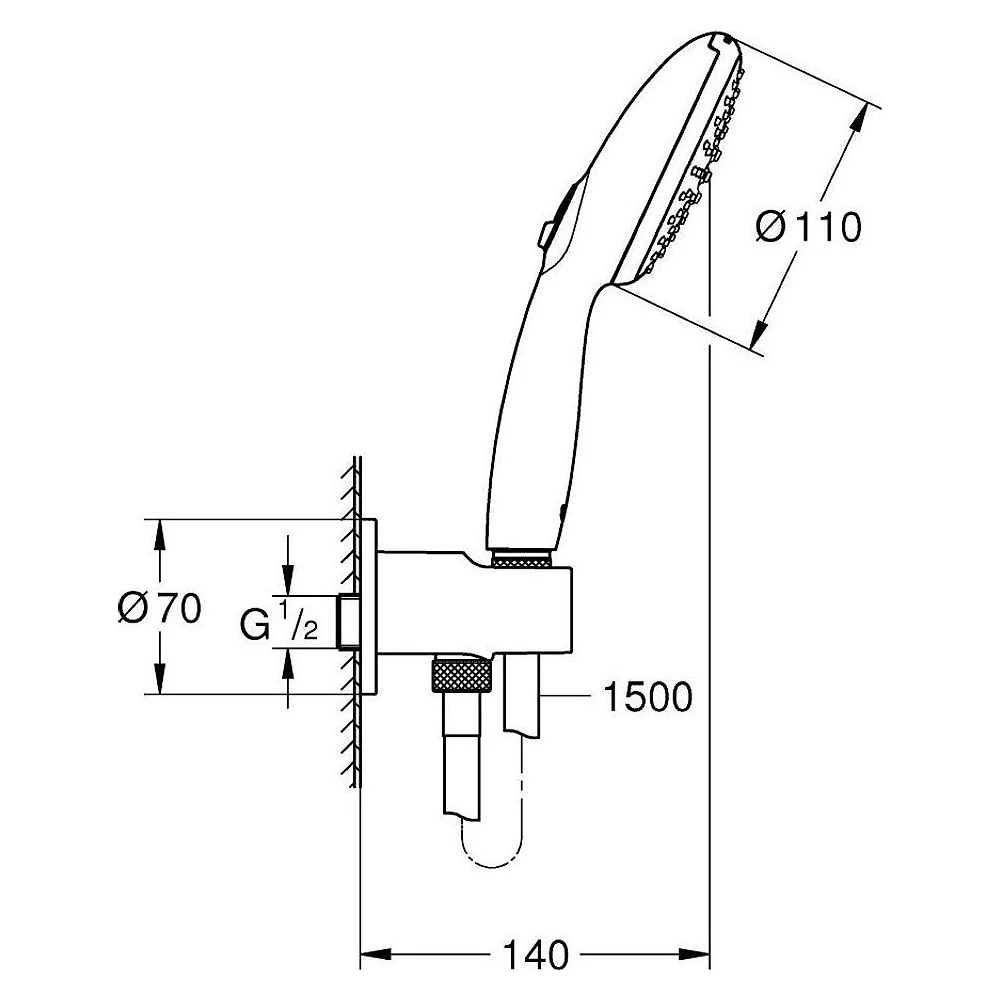 Grohe Tempesta 110 Siyah El Duşu Seti 2