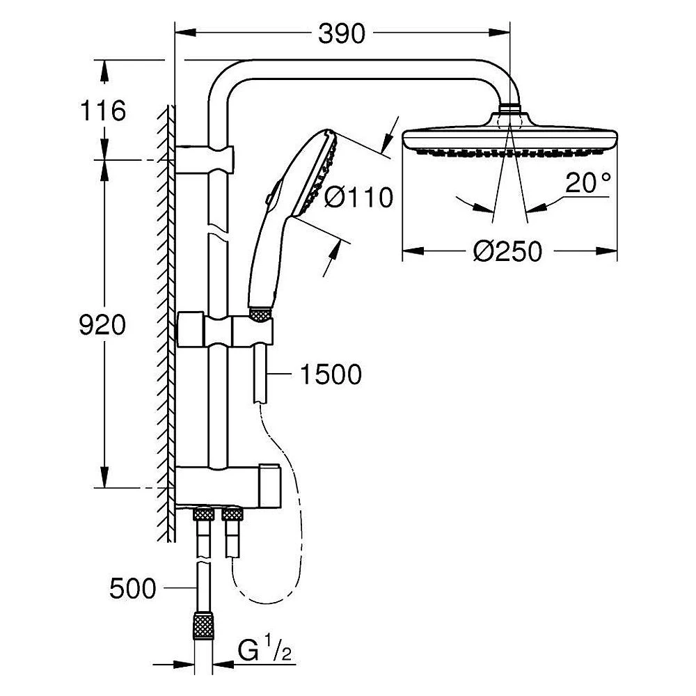 Grohe Tempesta System 250 Krom Duş Sistemi 2