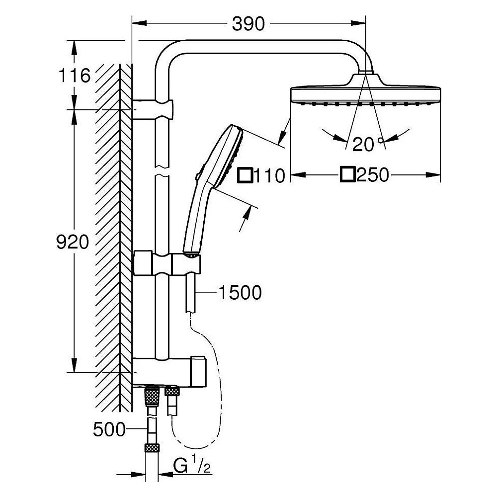 Grohe Tempesta System 250 Cube Krom Duş Sistemi 2