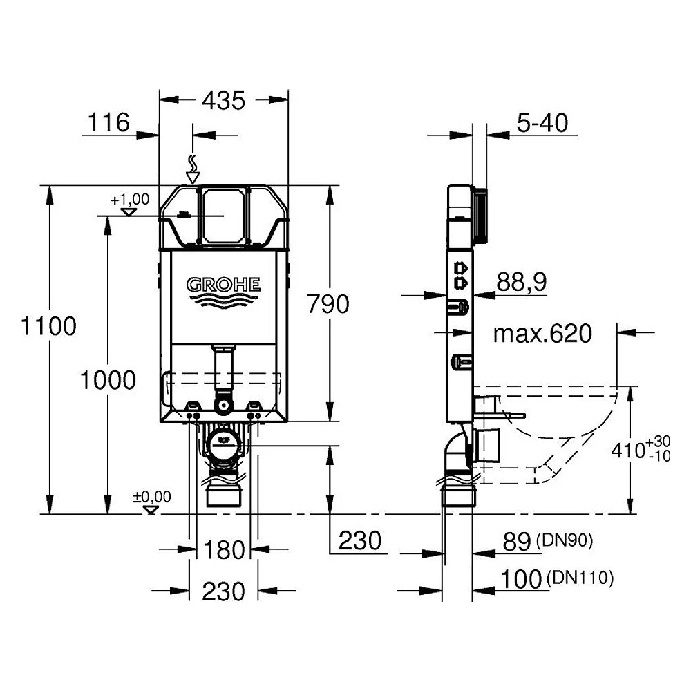 Grohe Uniset İnce Gömme Rezervuar Krom 2