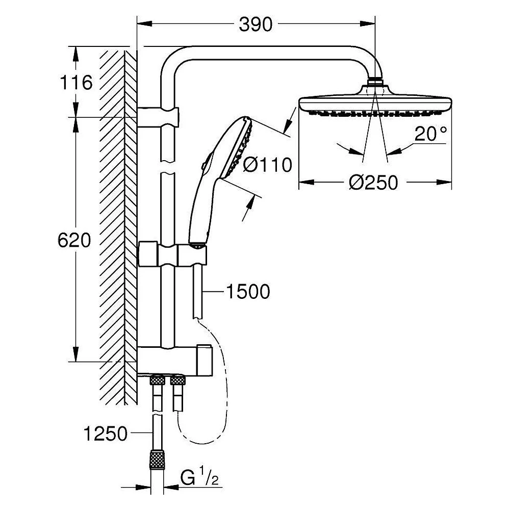 Grohe Tempesta System 250 Siyah Duş Sistemi 2