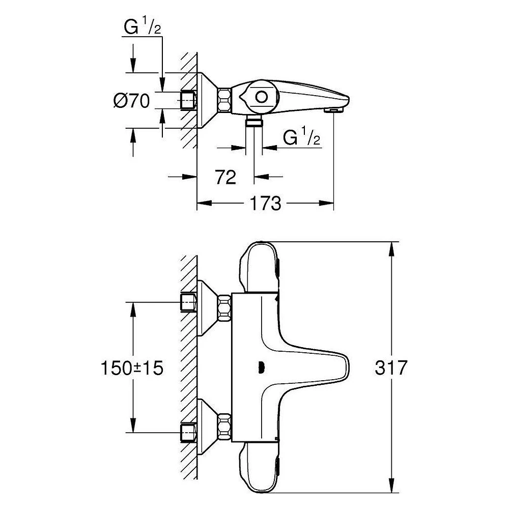 Grohe Grohtherm 1000 New Krom Banyo Bataryası 2