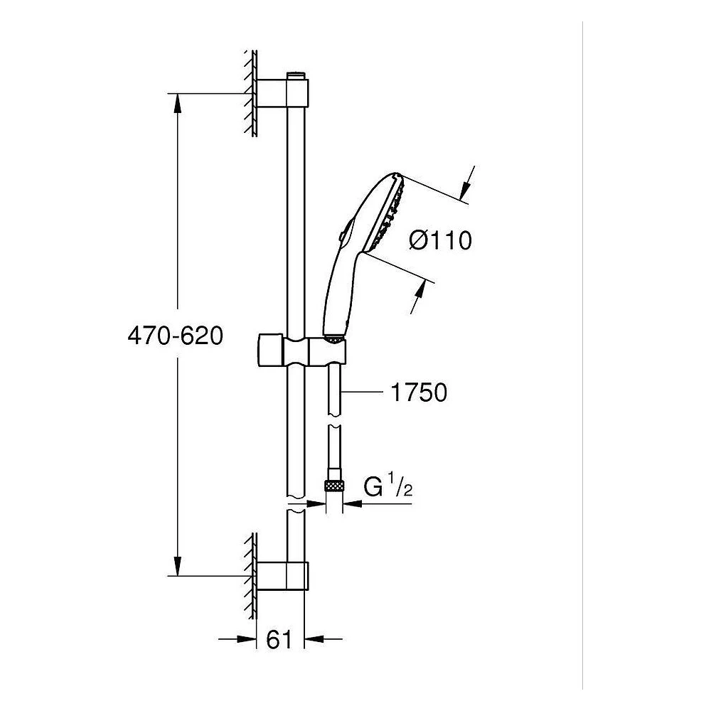 Grohe Tempesta 110 Siyah Sürgülü Duş Seti 2