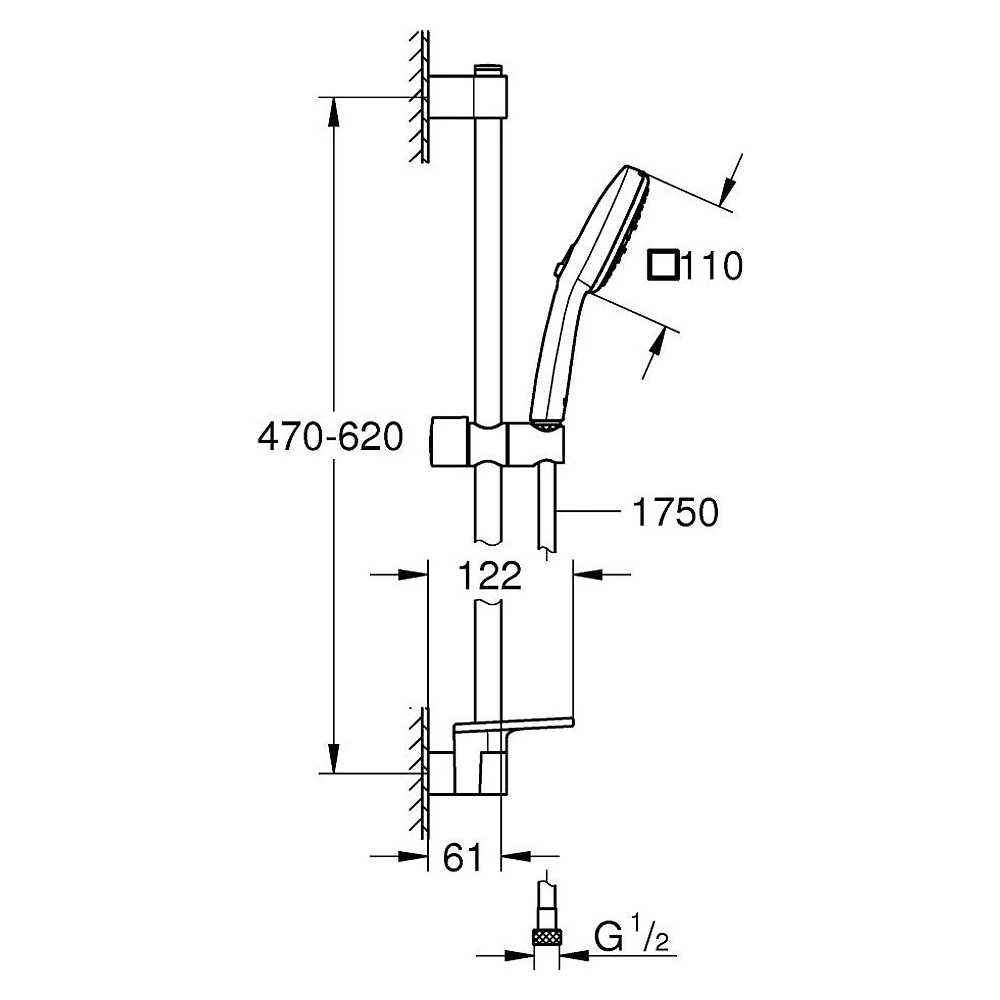 Grohe Tempesta Cube 110 Krom Sürgülü Duş Seti 27576003 2
