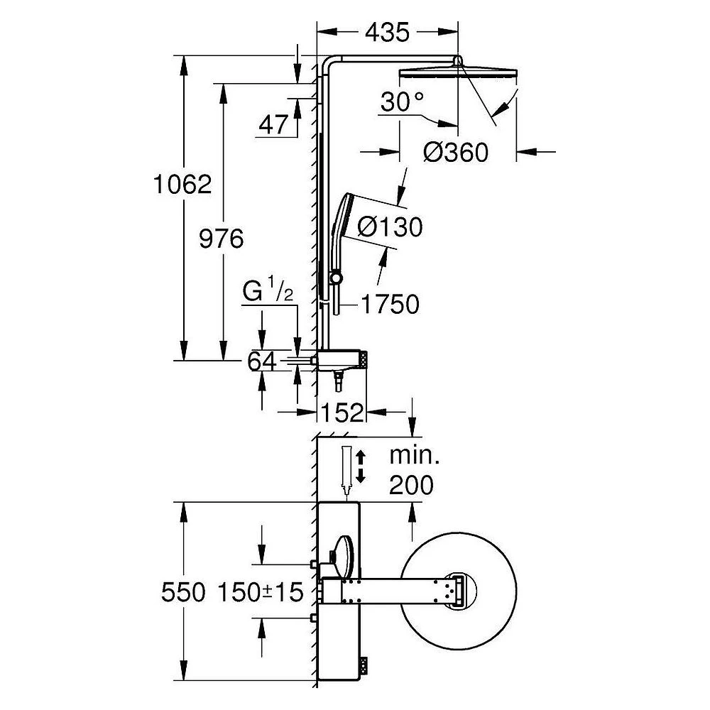 Grohe Rainshower Aqua Pure Altın Duş Sistemi 100964GL00 2