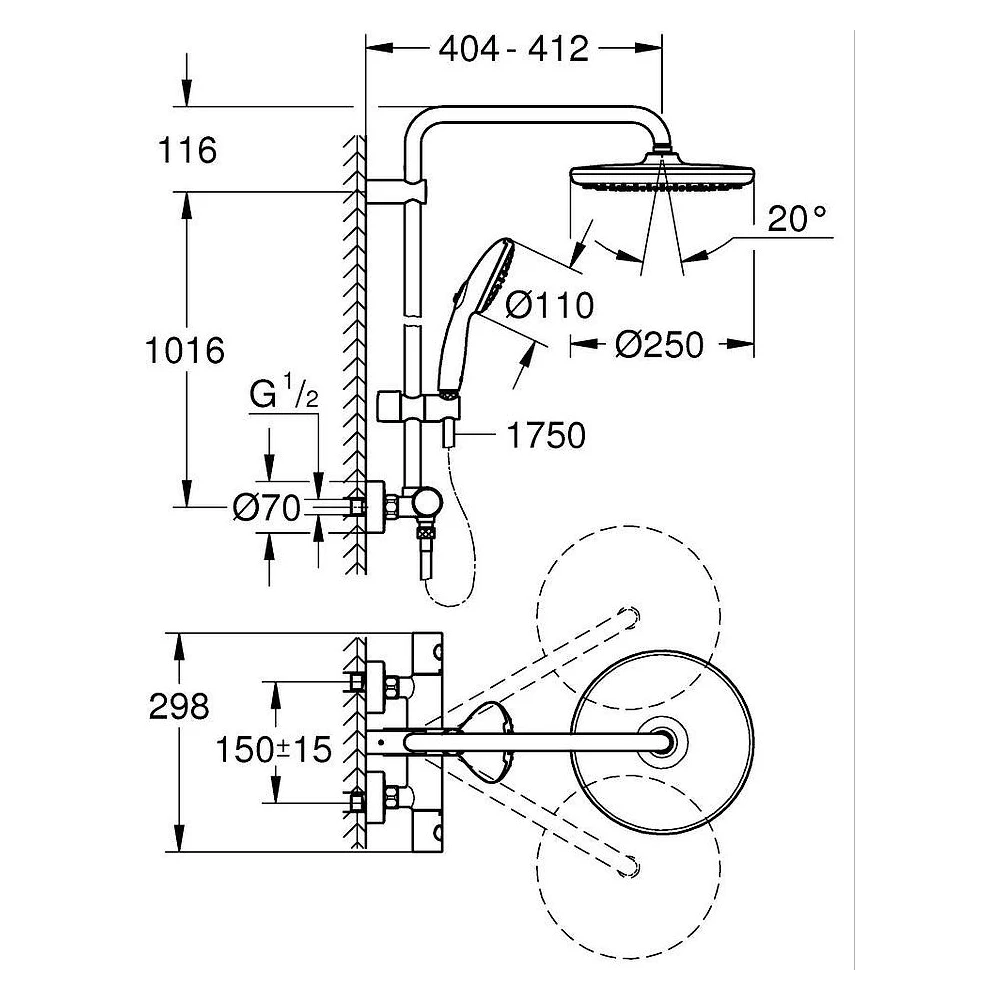 Grohe Tempesta System 250 Krom Duş Sistemi 250 mm 2