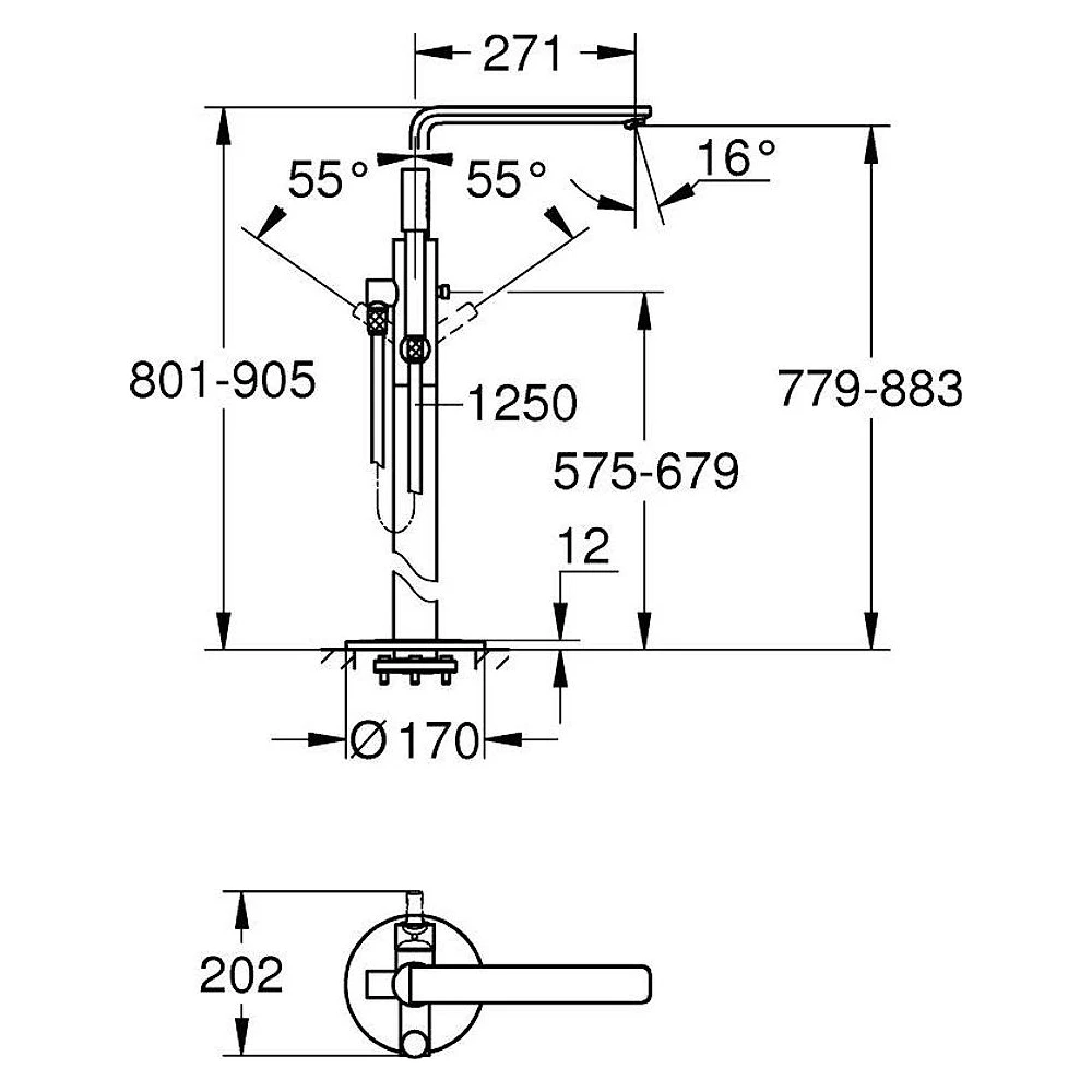 Grohe Lineare New Krom Yerden Küvet Bataryası 2