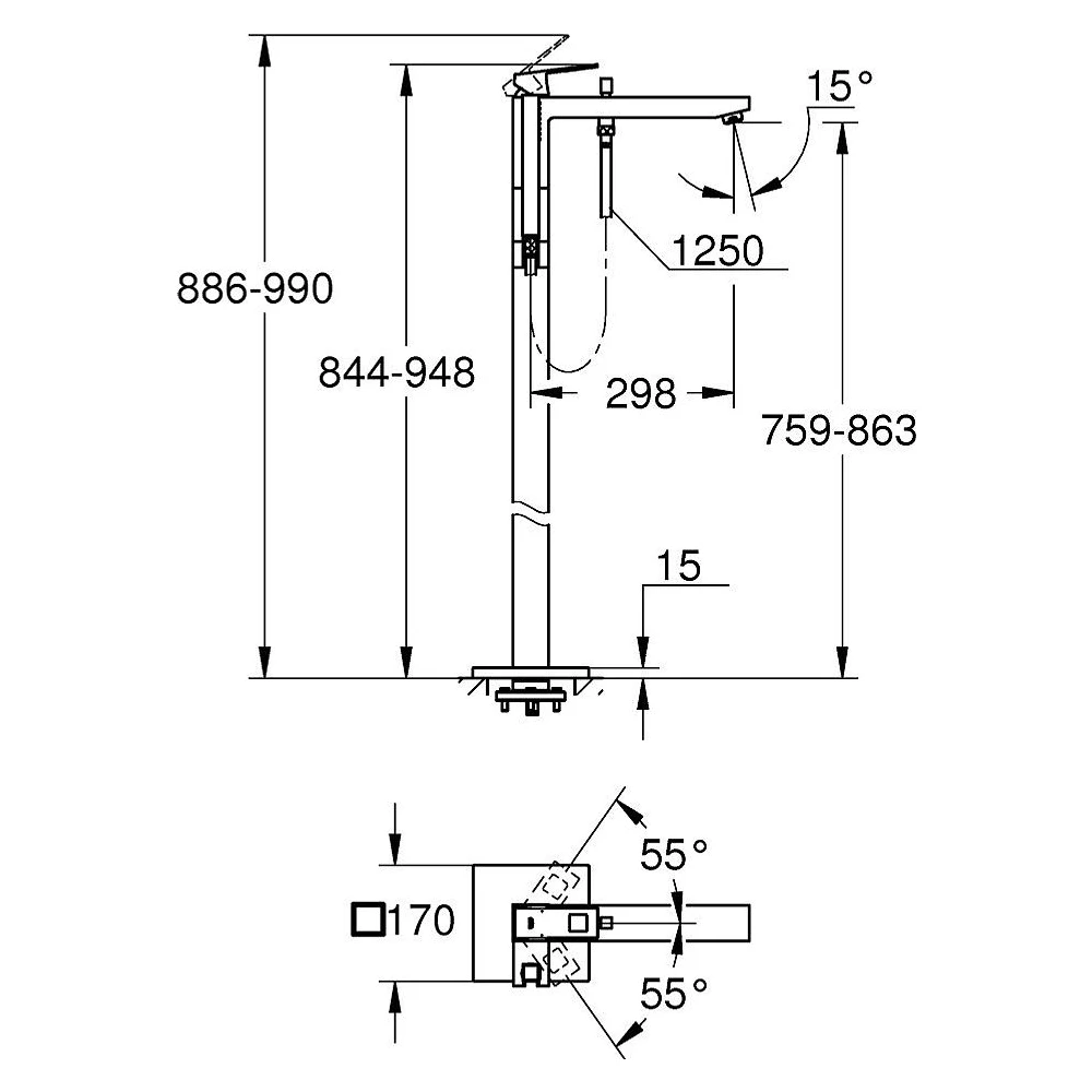 Grohe Eurocube Krom Yerden Küvet Bataryası 2