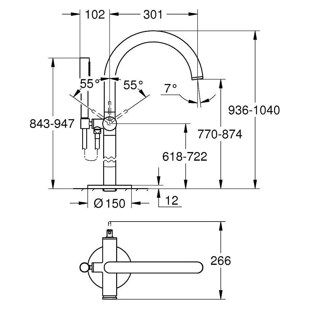 Grohe Atrio New Classic Bronz Yerden Küvet Bataryası 2