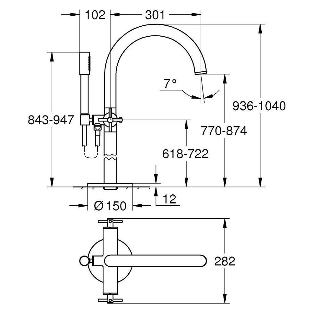 Grohe Atrio New Classic Altın Ankastre Küvet Bataryası 2