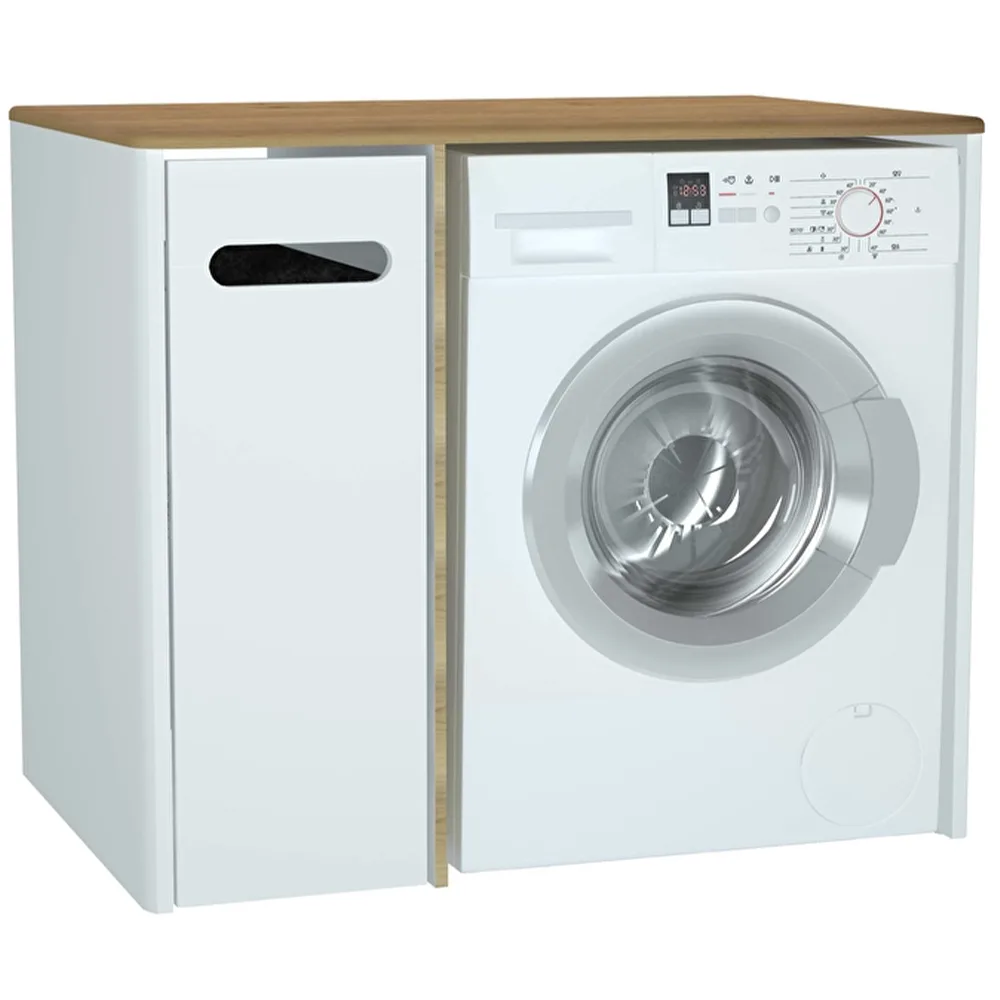 Vitra Sento 105 Cm Mat Beyaz Kirli Sepetli Kulpsuz Yerden Çamaşır Makinesi Dolabı