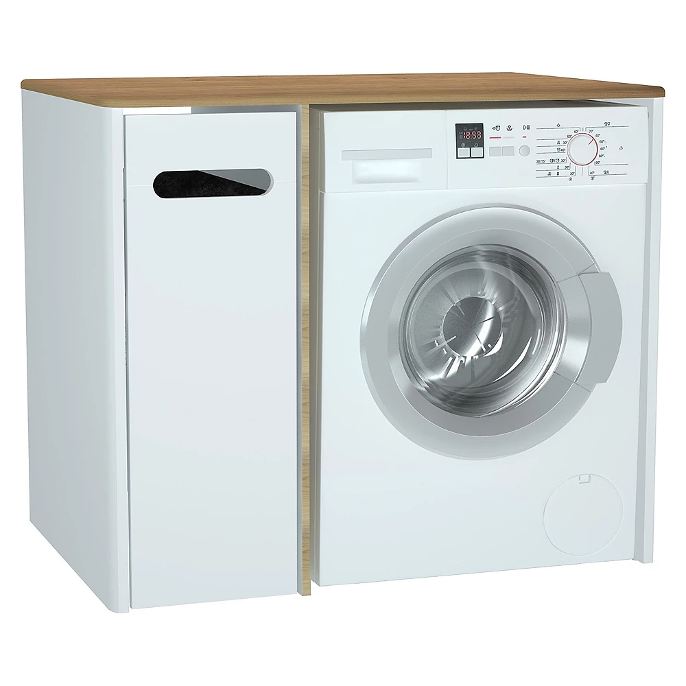 Vitra Sento 105 Cm Mat Beyaz Kirli Sepetli Kulpsuz Yerden Çamaşır Makinesi Dolabı