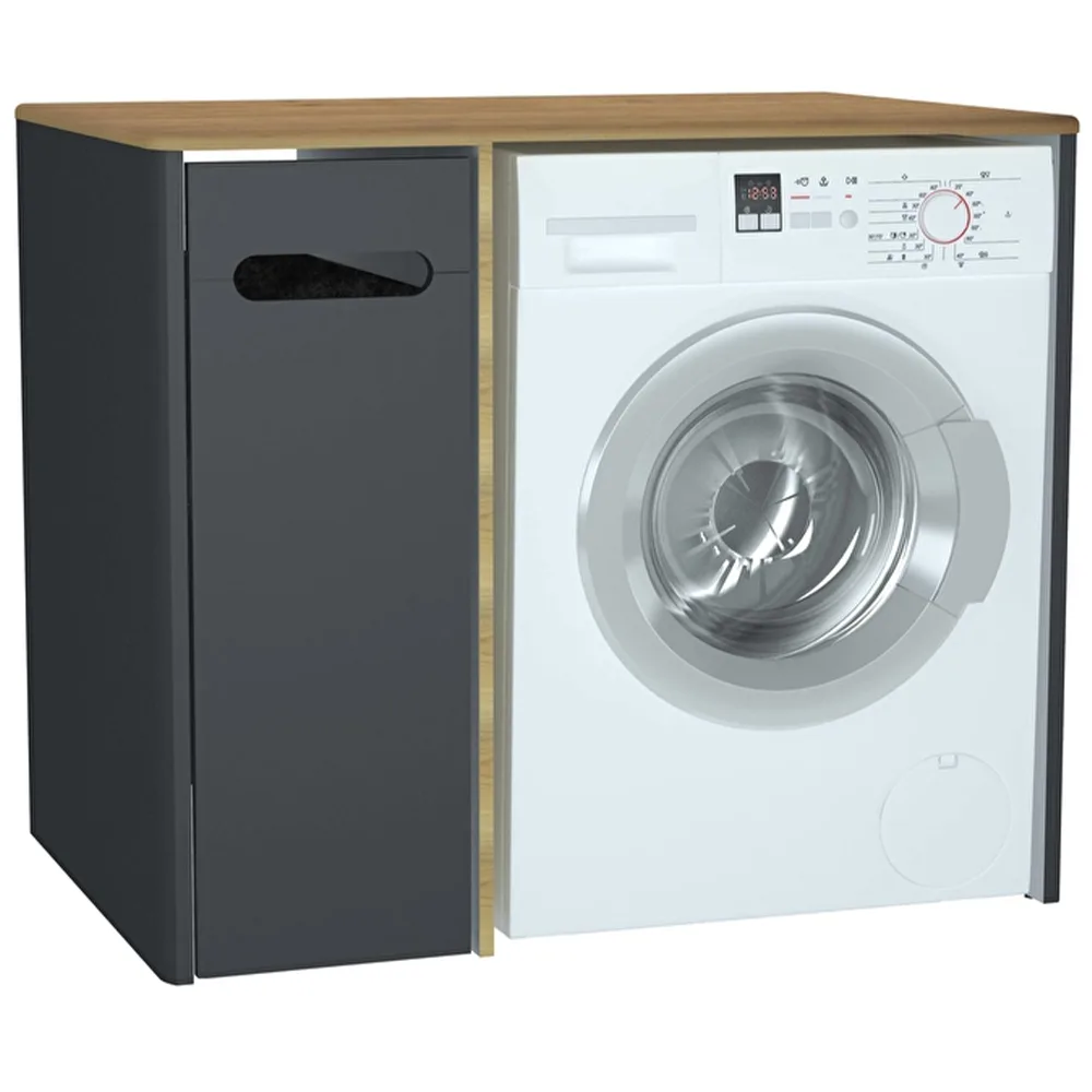 Vitra Sento 105 Cm Mat Antrasit Kirli Sepetli Kulpsuz Yerden Çamaşır Makinesi Dolabı