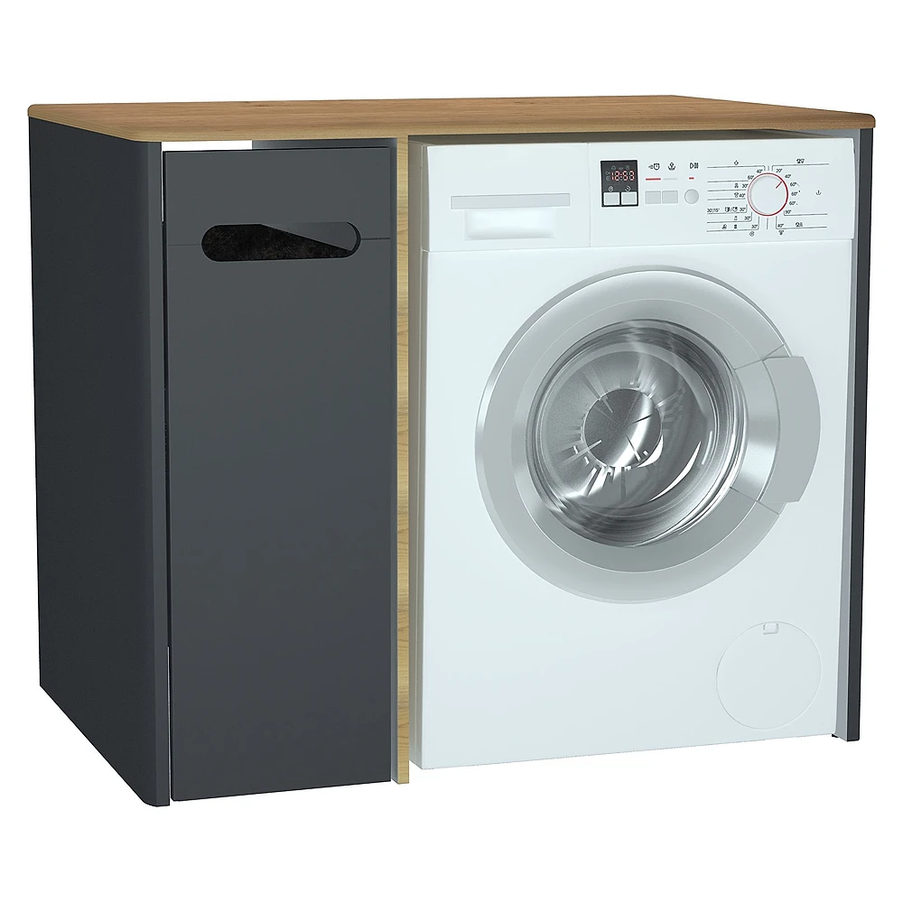 Vitra Sento 105 Cm Mat Antrasit Kirli Sepetli Kulpsuz Yerden Çamaşır Makinesi Dolabı
