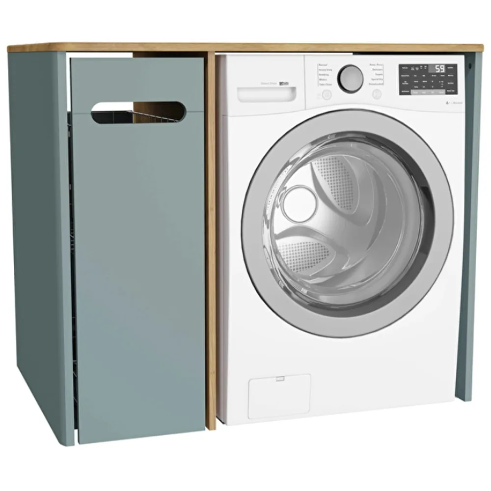 Vitra Sento 105 Cm Mat Fiyord Yeşili Kirli Sepetli Kulpsuz Yerden Çamaşır Makinesi Dolabı