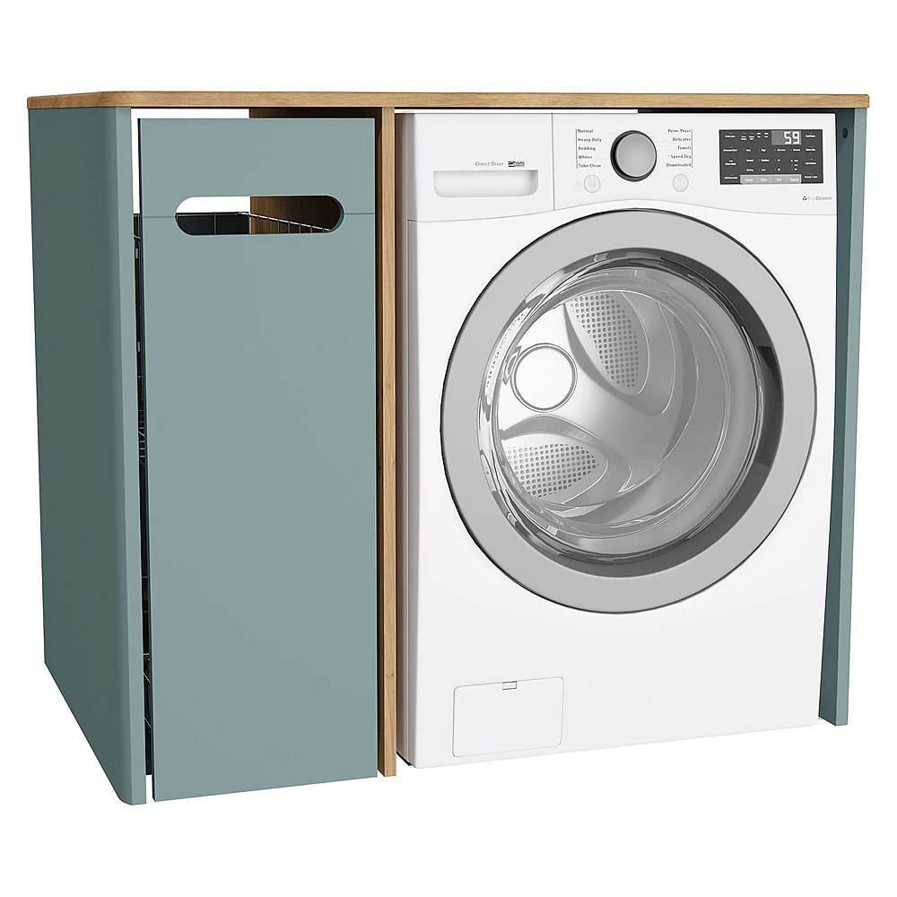 Vitra Sento 105 Cm Mat Fiyord Yeşili Kirli Sepetli Kulpsuz Yerden Çamaşır Makinesi Dolabı