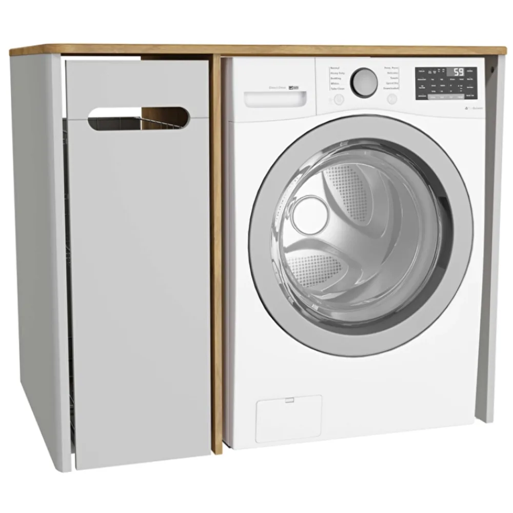 Vitra Sento 105 Cm Mat Gri Kirli Sepetli Kulpsuz Yerden Çamaşır Makinesi Dolabı