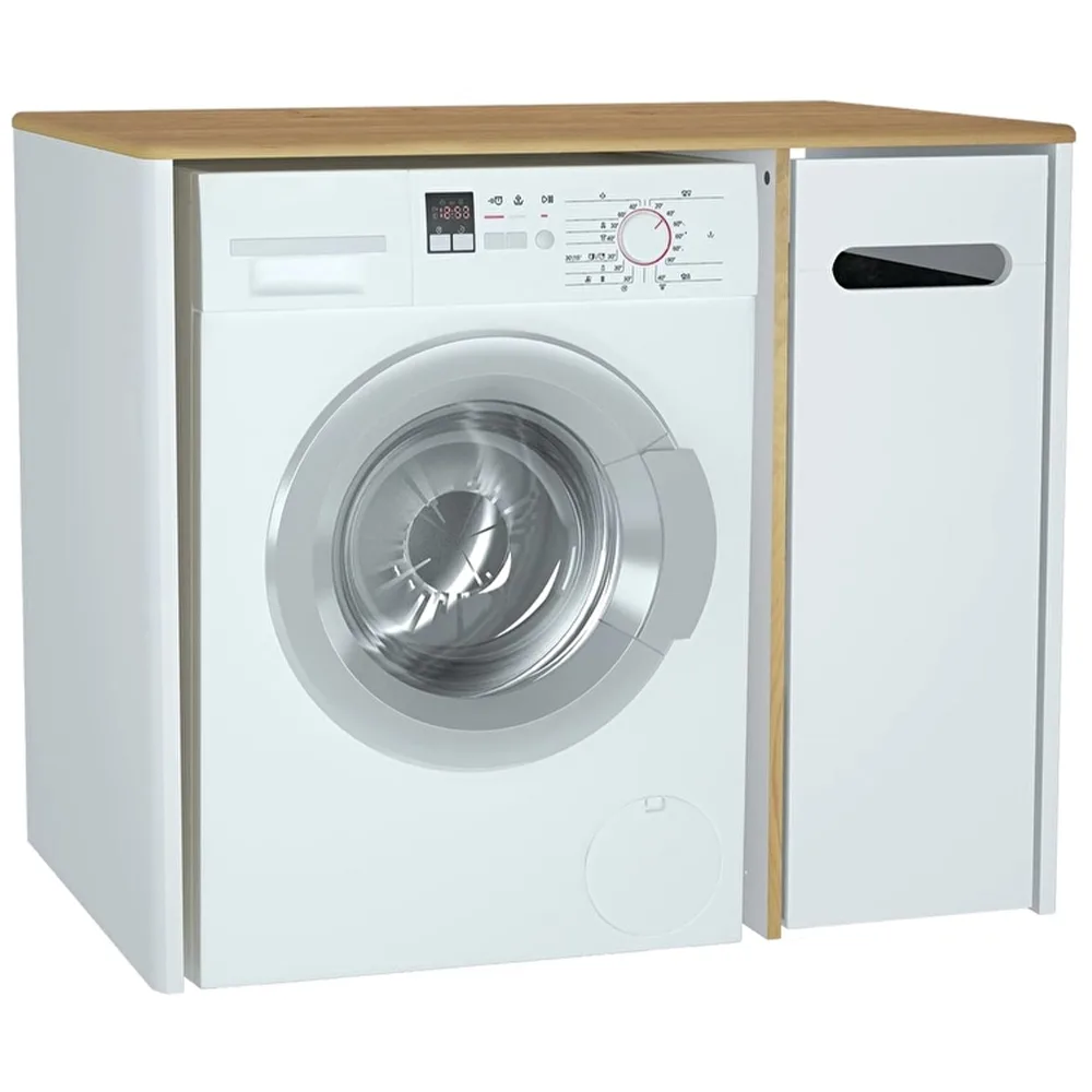 Vitra Sento 105 Cm Mat Beyaz Kirli Sepetli Kulpsuz Yerden Çamaşır Makinesi Dolabı