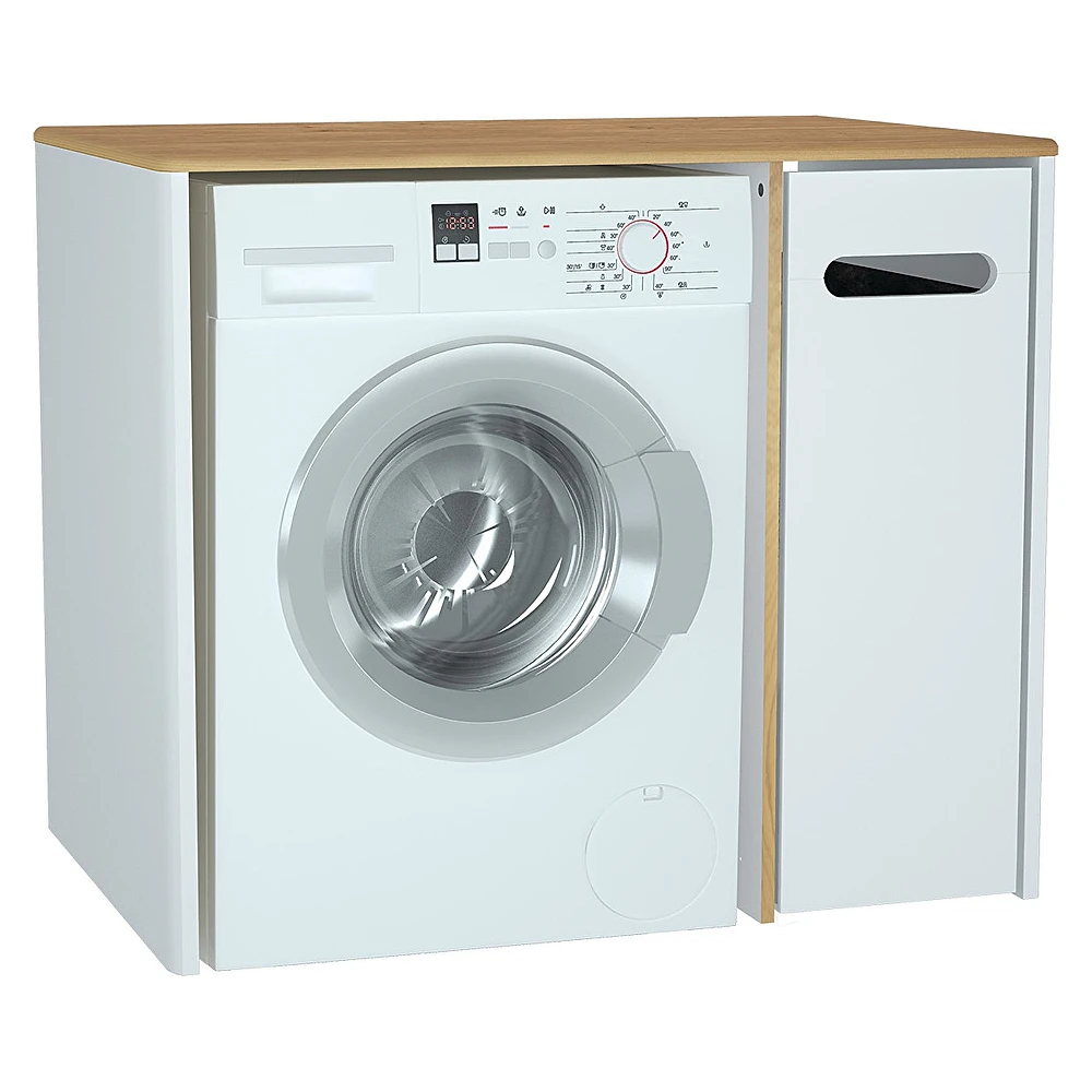 Vitra Sento 105 Cm Mat Beyaz Kirli Sepetli Kulpsuz Yerden Çamaşır Makinesi Dolabı