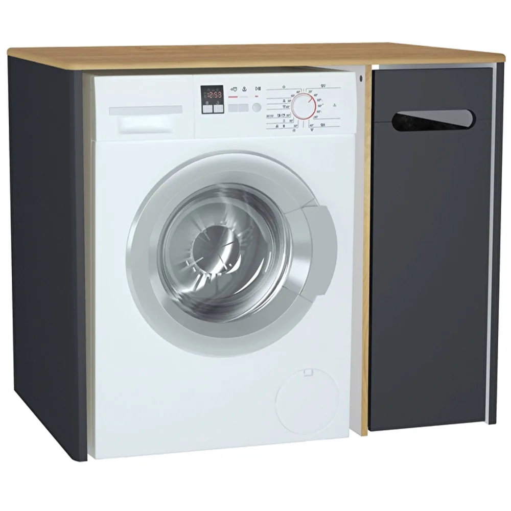 Vitra Sento 105 Cm Mat Antrasit Kirli Sepetli Kulpsuz Yerden Çamaşır Makinesi Dolabı