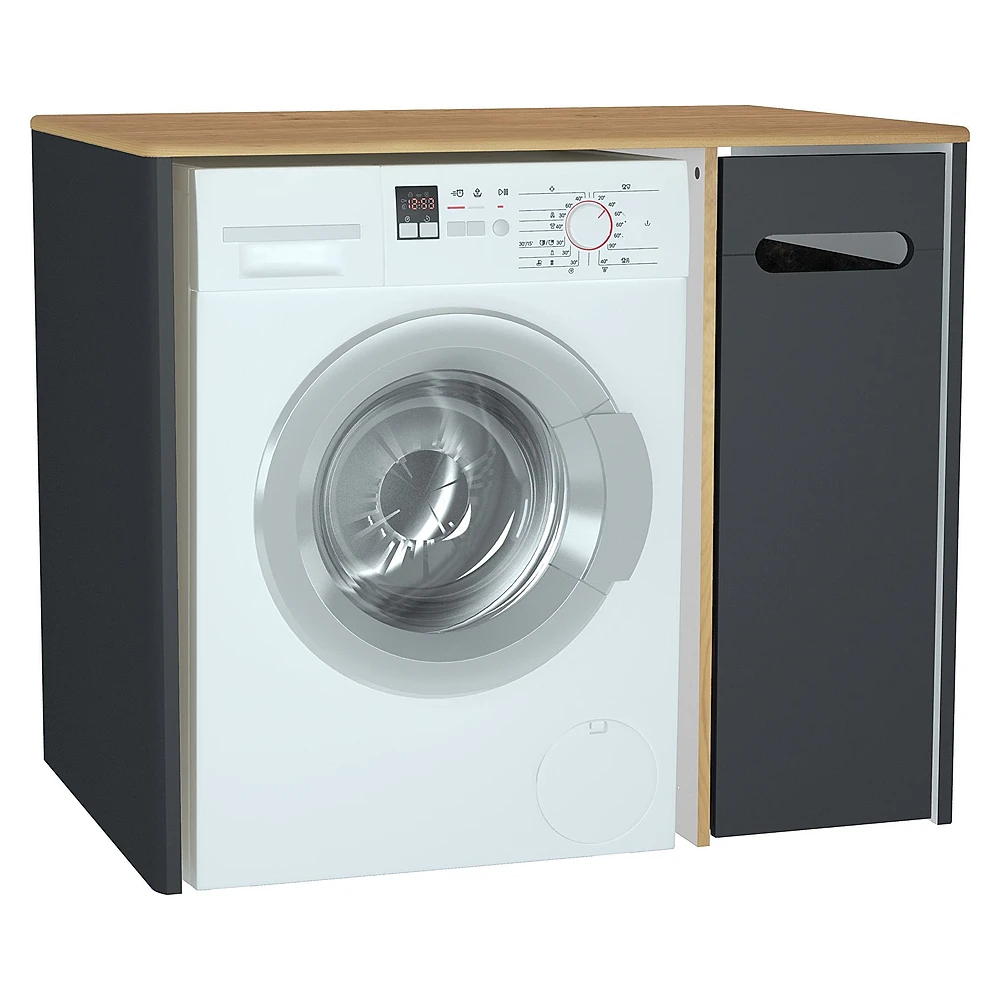 Vitra Sento 105 Cm Mat Antrasit Kirli Sepetli Kulpsuz Yerden Çamaşır Makinesi Dolabı