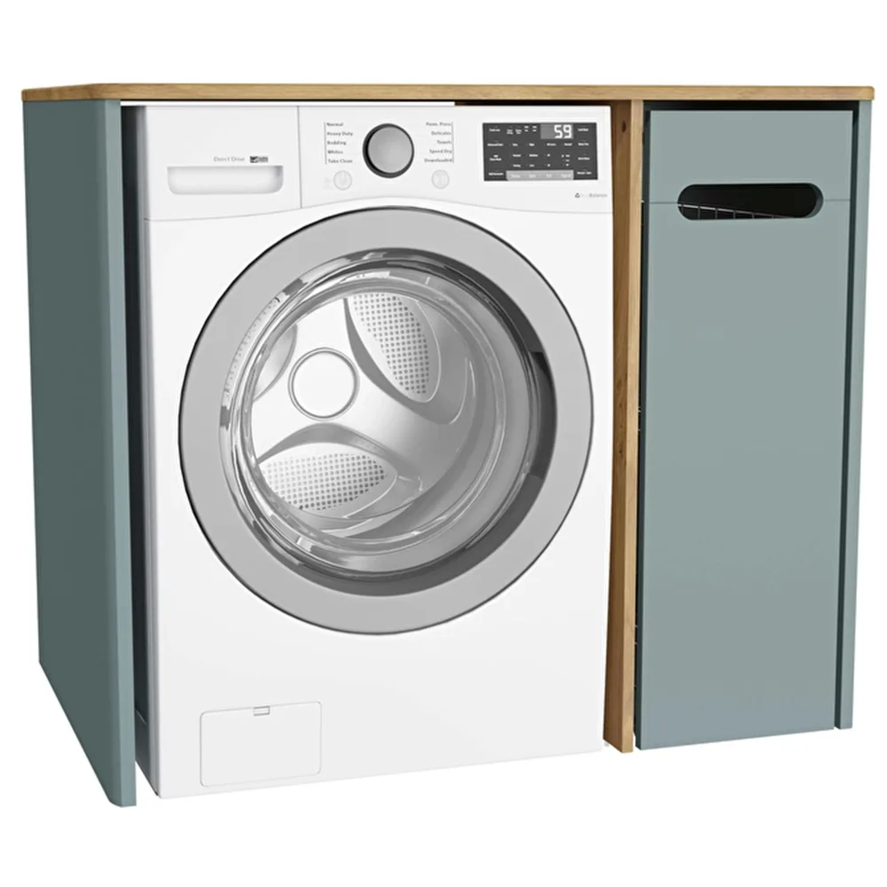 Vitra Sento 105 Cm Mat Fiyord Yeşili Kirli Sepetli Kulpsuz Yerden Çamaşır Makinesi Dolabı