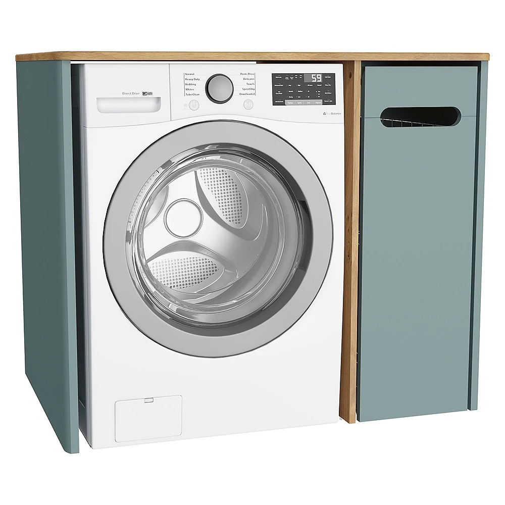 Vitra Sento 105 Cm Mat Fiyord Yeşili Kirli Sepetli Kulpsuz Yerden Çamaşır Makinesi Dolabı